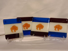 Load image into Gallery viewer, Let's Go Buffalo fused glass coasters: horizontal