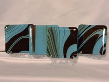 Load image into Gallery viewer, Petrified Wood - Turquoise Opal fused glass coaster set
