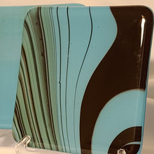 Load image into Gallery viewer, Petrified Wood - Turquoise Opal fused glass coaster set
