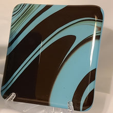 Load image into Gallery viewer, Petrified Wood - Turquoise Opal fused glass coaster set
