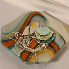 Load image into Gallery viewer, Southwest Vibes - octagonal fused glass trinket bowl or candle dish
