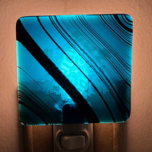 Load image into Gallery viewer, Snowflake on Petrified Wood fused glass nightlight
