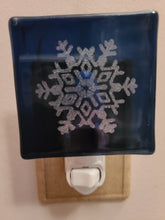 Load image into Gallery viewer, Midnight Snowflake fused glass nightlight
