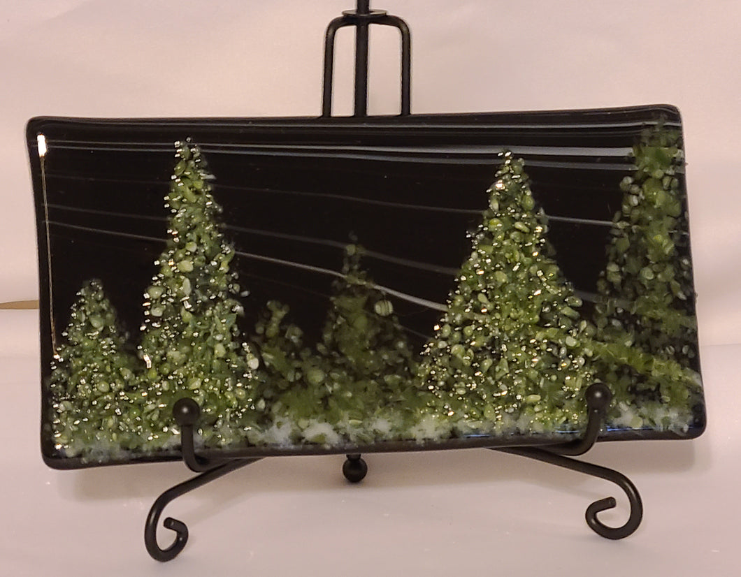 Moonless Night 2, fused glass art