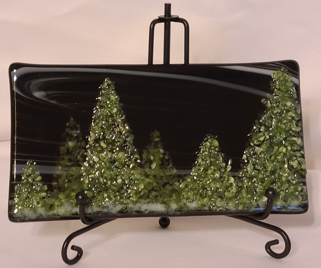 Moonless Night 1, fused glass art