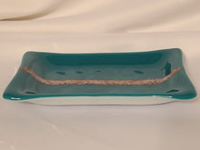 Load image into Gallery viewer, Teal Soap Dish, fused glass
