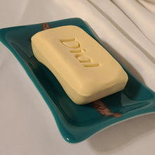 Load image into Gallery viewer, Teal Soap Dish, fused glass
