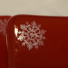 Load image into Gallery viewer, Red Snowflake fused glass coasters (set of 4)
