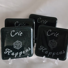 Load image into Gallery viewer, Critical Hit fused glass coaster set
