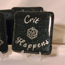 Load image into Gallery viewer, Critical Hit fused glass coaster set
