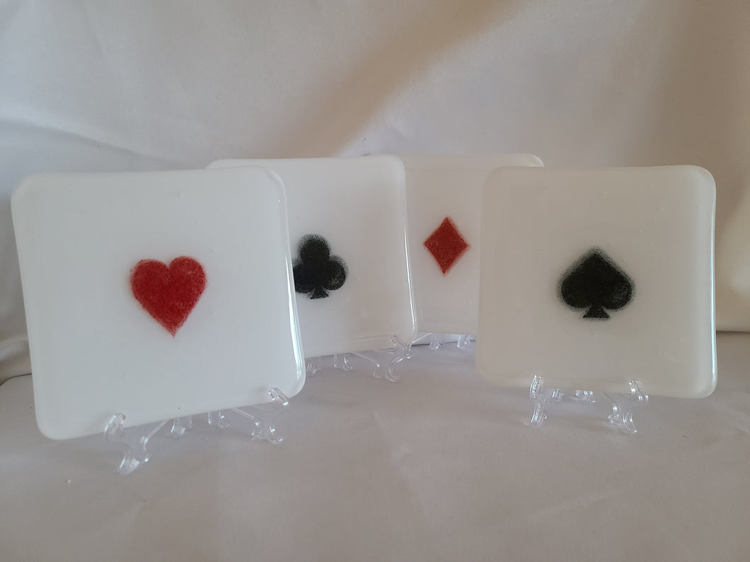 Full House - fused glass coasters (set of 4)